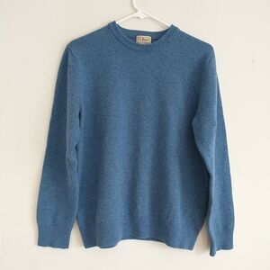 LL Bean Sweater Pullover Womens L/M*Blue 100%Lambswool Crew Neck*READ